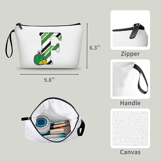 ARIOSEY Soccer Gifts Personalized Soccer Ball Cosmetic Bag for Purse Birthday Inspirational Gifts for Girls Women Team Coach Mom Stuff Travel Organizer-F