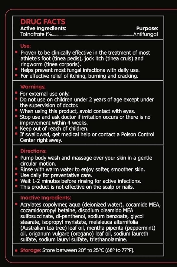 Blackbelt Body Wash - Antifungal Athlete's Body Soap - Prevents and Treats Ringworm, Jock Itch and Athlete's Foot