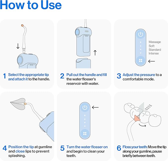 usmile C10 Portable Water Flosser – Travel-Friendly, 95-Day Battery, 4 Modes, 360° Nozzle, 180ml Tank, IPX7 Waterproof, Dentist-Recommended for Braces, Implants & Sensitive Gums (White)