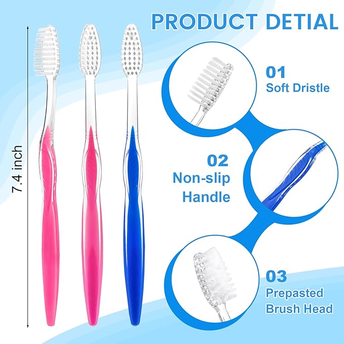 200 pcs Prepasted Disposable Toothbrushes Bulk Individually Wrapped Pre Pasted Soft Bristle Tooth Brush Set Travel Toothbrushes for Homeless Gift Hotel Camping Travel