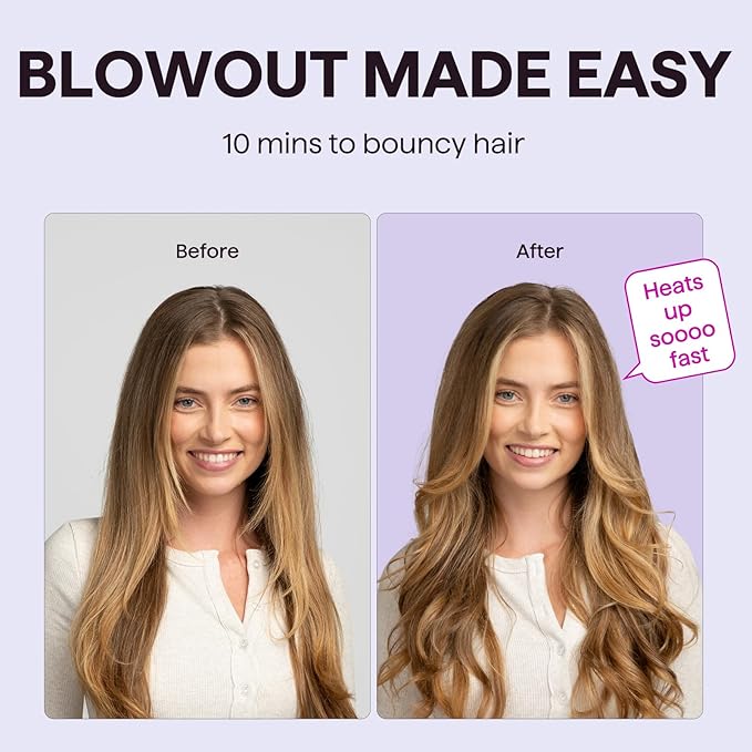Wavytalk Thermal Brush, Blowout Boost 1.5 inch Heated Round Brush for Blowout Look, Dual Voltage, Pink, Sakura, Tourmaline Ceramic, Negative Ion Technology, 5 Temperature Settings, Less Damage