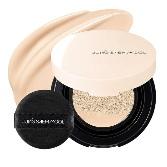 JUNG SAEM MOOL Essential Skin Nuder Cushion | Natural Finish, Buildable Coverage Cushion Foundation by Korean Makeup Artist (Mini, 0.17 Fl Oz), 17N Fair Light