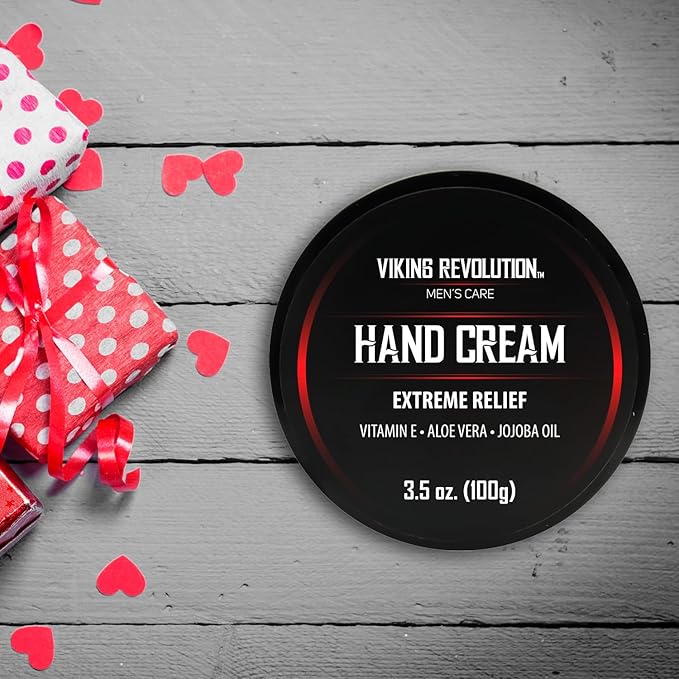 Viking Revolution Men's Hand Cream - Repair Cream for Dry, Cracked Hands - Aloe Vera Treatment with Vitamin E (3.5oz)
