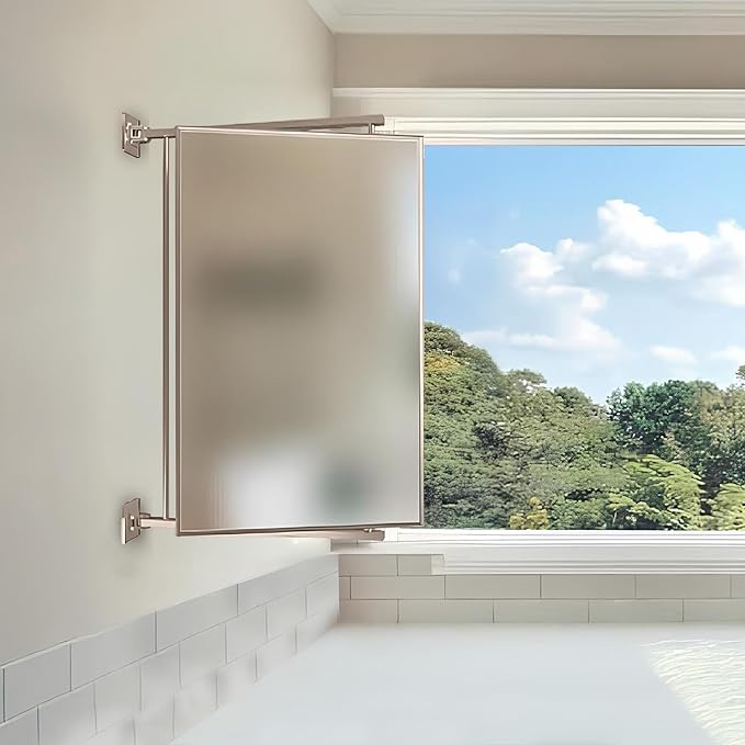 BRIXWELL PNV14BN 14" W x 22" H Pivot-N-Vue Double Hinged Mirror Rectangular Brushed Nickel