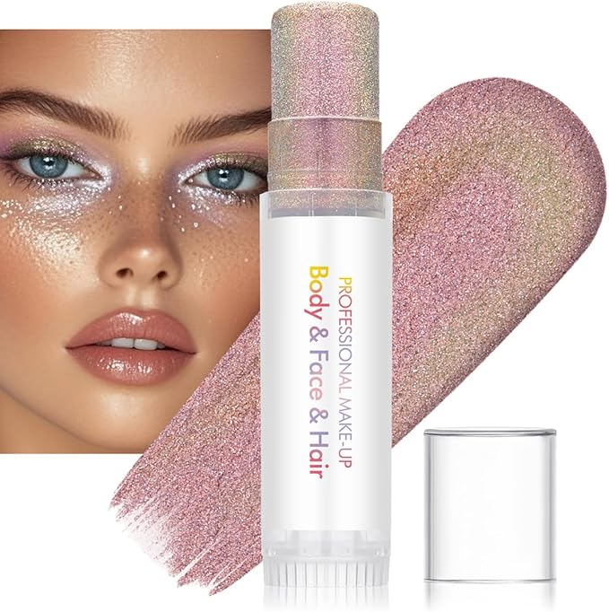 Body Glitter Stick for Face, Body & Hair - Orange & Purple Fine Sparkle Glitter, 2 Pack | Long Lasting Party Makeup for Festival, Rave, Concert & Cosplay