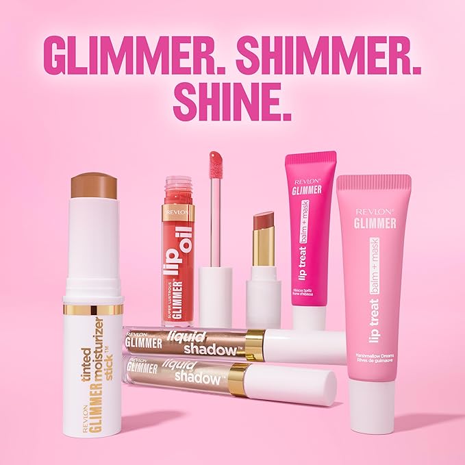Revlon Glimmer Lip Treat Balm + Mask™, Overnight Peptide Lip Treatment, Hydrating, 003 Peach Bellini, 0.4 fl oz