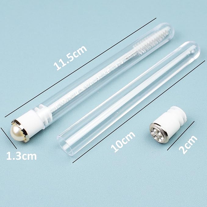 20pcs Mascara Wands Tube Reusable Lash Spoolies Pear Diamond Tube Eyelash Brush Tubes Spoolies Lash Extension Brushes Applicators Makeup Tools (Pearl-Diamond-MlX)