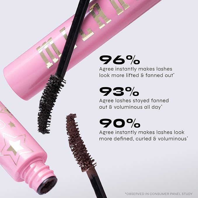Milani Highly Rated Fan Club Fanning Mascara - Volumizing & Lengthening Lash Makeup for Lifted, Curled Lashes - 24-Hour Smudge-Proof Formula - Vegan & Cruelty-Free, Made in Italy, Black