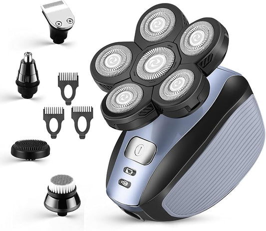 Head Shavers for Men - Upgraded Multifunctional Bald Head Shaver, Waterproof Electric Razor for Men Cordless Rechargeable Shaving Grooming Kit (Blue)