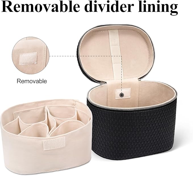 honitty Makeup Bag, Travel Make up Case with Compartments and Handle, Portable Cosmetic Organizer Bags,Toiletry Bag for Women