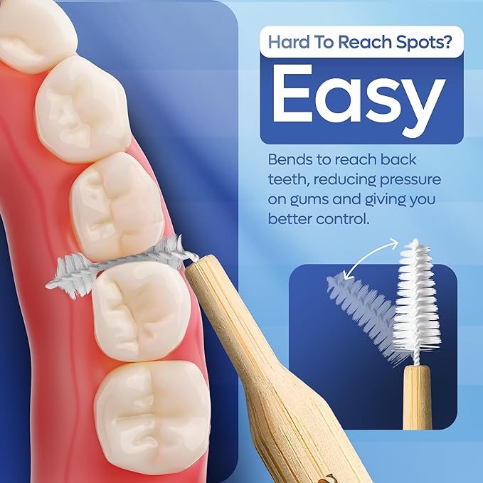 SmartLifeco Bamboo Interdental Brushes (10 Count) - Eco-Friendly Proxabrush, Reusable Dental Picks, Flexible Soft Bristles, Superior Gum & Teeth Cleaning, Toothpicks for Braces, PikStik - Wide Gaps