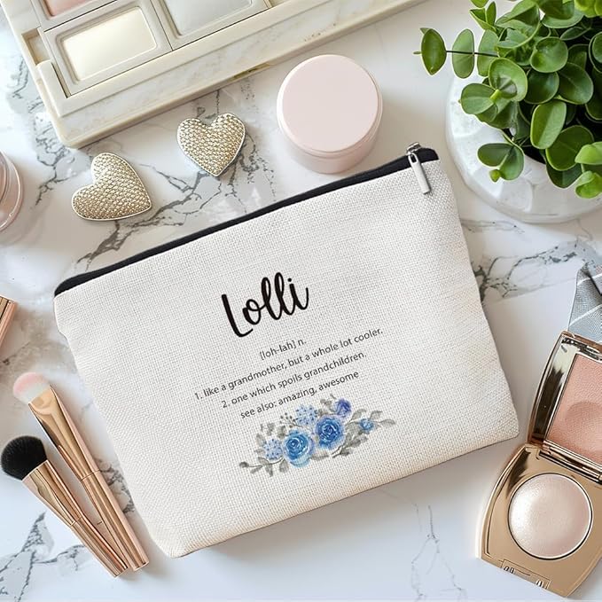 MOTERMATE Lolli Gifts Makeup Bag, Best Lolli Gifts for Christmas from Grandkids Cosmetic Bag for Women, Grandma Gift from Granddaughter Grandson Toiletry Bags Zipper Makeup Pouch