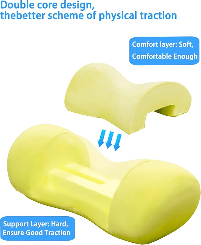 Bespilow Cervical Neck Pillow for Pain Relief - Small Cylinder Neck Roll & Round Bolster Stretcher - Portable Memory Foam Traction Device for TMJ, Hump Correction, Travel & Sleeping Support