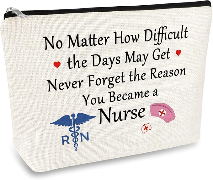 Nurse Gifts Makeup Bag Inspirational Gift for RN Nursing Graduation Cosmetic Bags for Women Future Nurse Encouragement Present Nurses' Week Birthday Present for RN Registered Travel Zipper Pouch