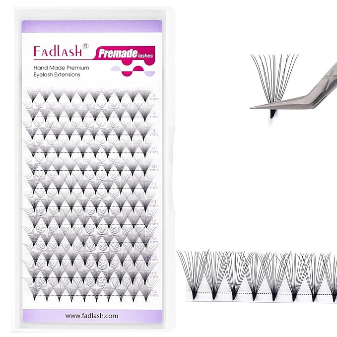 FADLASH Premade Lash Fans D Curl Premade Fans Eyelash Extensions 14D 0.07 Volume Lash Fans Premade Handmade Premade Lash Extensions Fans (14D-0.07D-8-14mm)