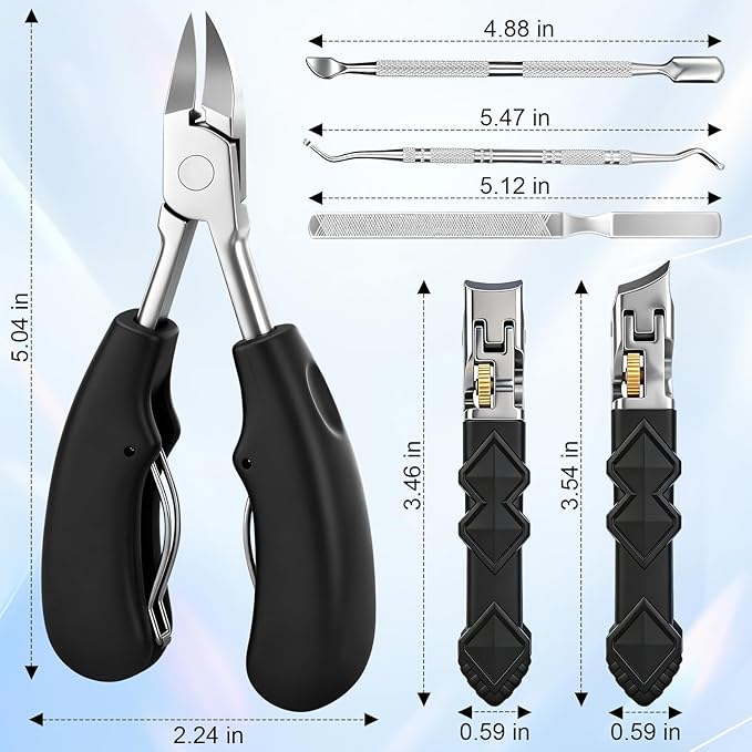 Senior-Specific Toe Clippers, Thick Toenails, Men's Large Toe Clippers, Wide-Opening Design, Sharp and Durable, Long-Handled Nail Clippers, 45° Beveled Ingrown Nail Clippers