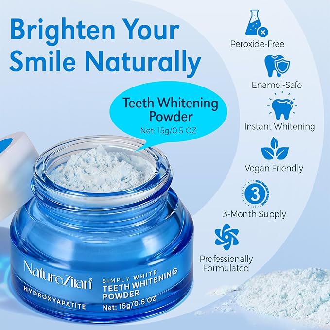 Teeth Whitening Powder - Removes Stains - No Sensitivity - Breath Freshener, Coffee Stain Remover - Toothpaste Powder