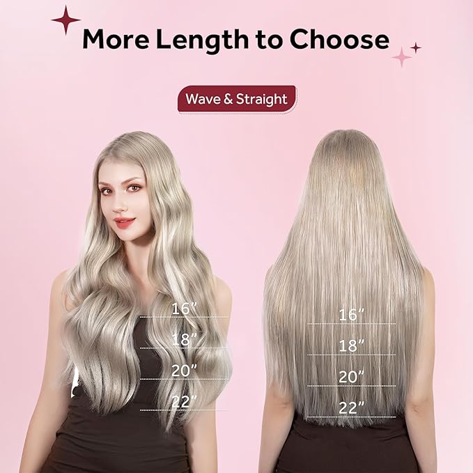 Clip in Hair Extensions Real Human Hair Seamless Clip Ins 100% Remy Hair Extensions PU Skin Weft Add Volume Ash Blonde Highlights Thick&Invisible #P18/613 18Inch 120G 8PCS