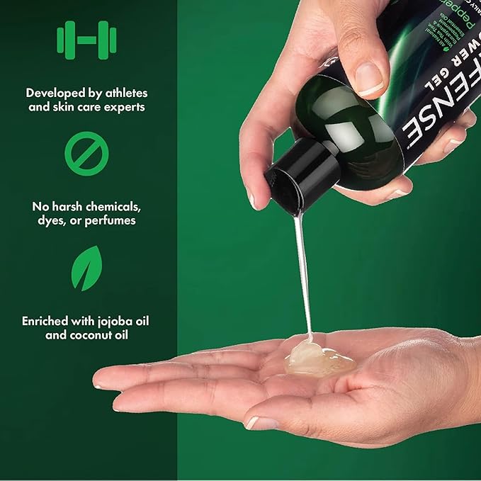 Defense Soap Tea Tree Body Wash (Original + Peppermint) | All Natural Organic Shower Soap for Athletes | Odor Control & Skin Fungal Protection for Sports, Post Workout & Recovery - 12 oz (Pack of 2)