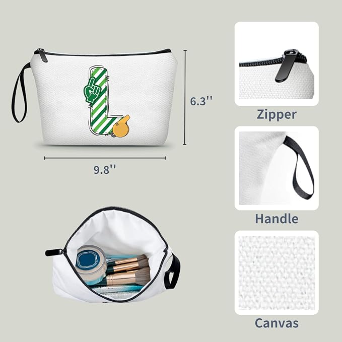 ARIOSEY Football Initial Birthday Graduation Gifts Cosmetic Travel Toiletry Bags Football Accessories Party Favors for Women Girls Daughter Niece Team Coach Friends -L