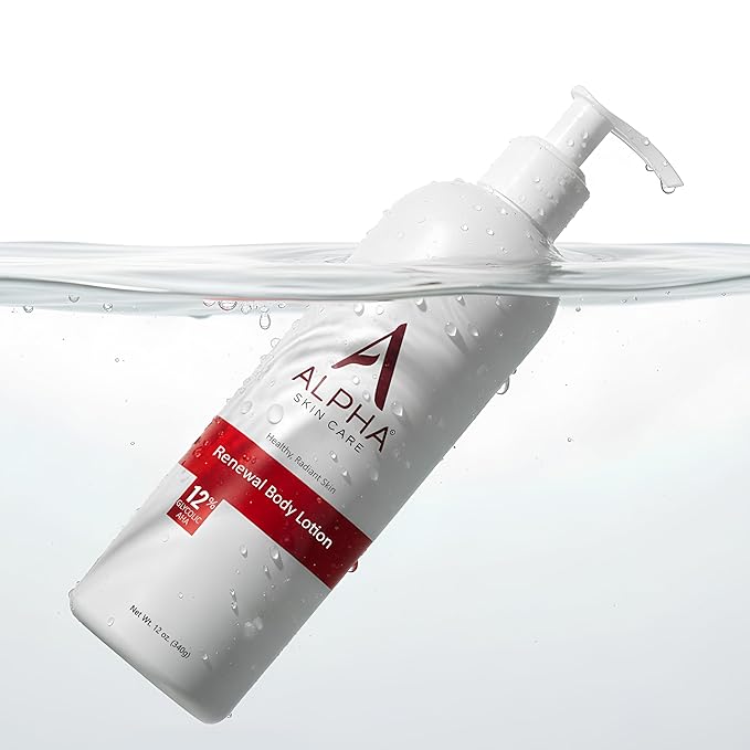 Alpha Skin Care Revitalizing Body Lotion, 12% Glycolic AHA, Simple & Effective Daily Moisturizer with Alpha Hydroxy Acid, Hydrates & Exfoliates for Soft, Smooth Skin, Anti-Aging, 12 Oz
