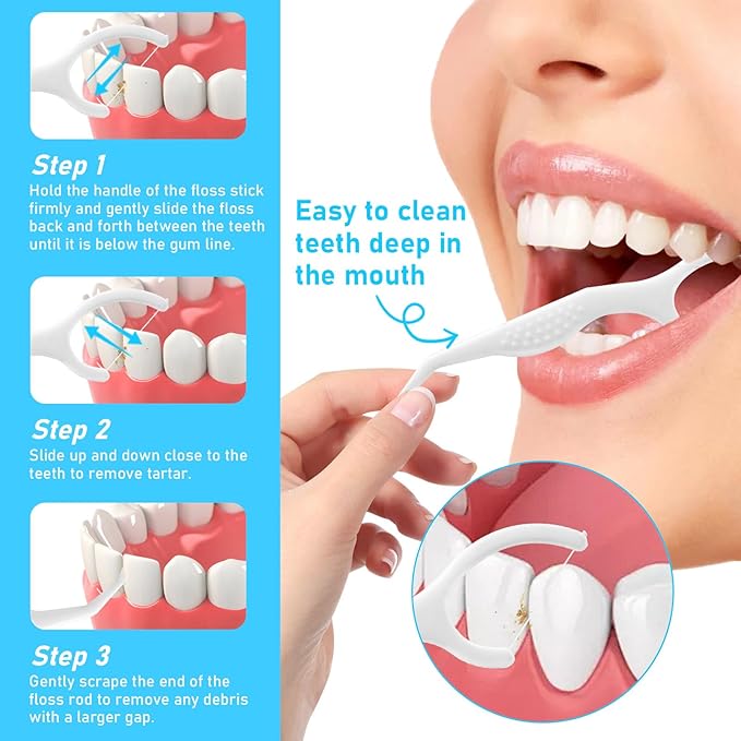 Dental Floss Picks 200 Count, Travel Floss Picks Extra Strong flosser Professional Tooth Picks flossers for Adults with Portable Case, Toothpicks Floss Sticks for Teeth Cleaning and Oral Care