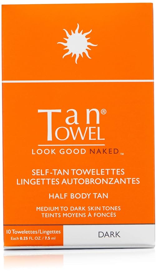 TanTowel Half Body Tan Towelettes - 10 Pack, Dark, 10 Count (Pack of 1)