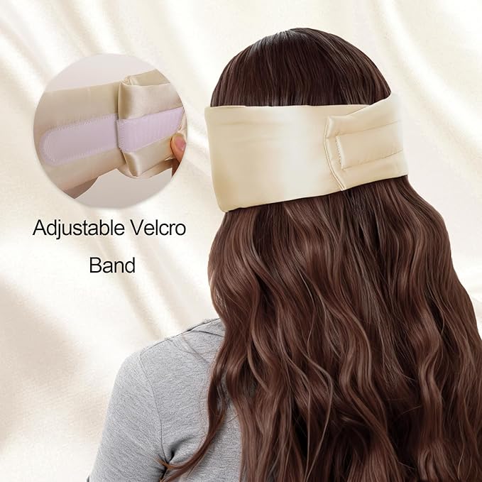 Fzxdfg Natural Silk Sleep Mask Blackout Adjustable Band Eye Masks for Travel Office Side Sleeper Women Large Size Silk Sleeping Mask Man