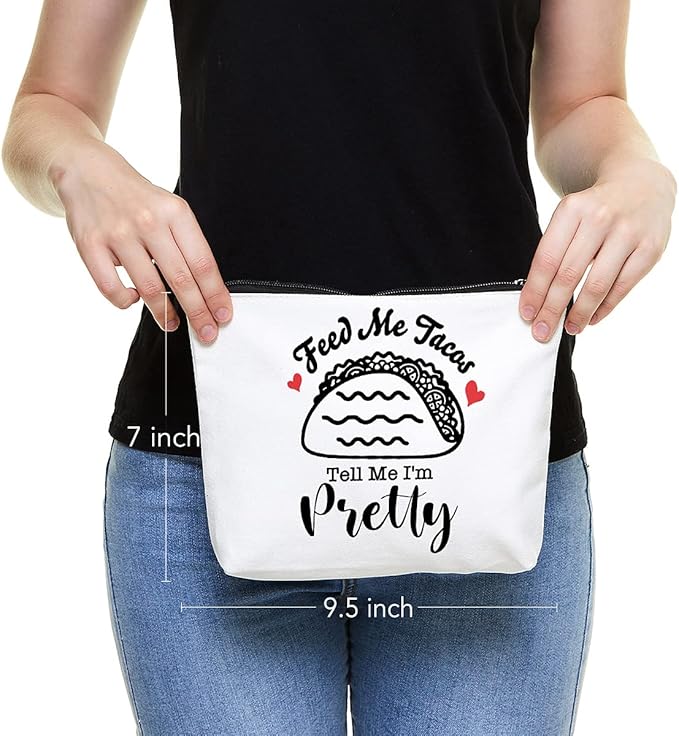 IHopes+ Funny Makeup Bag Gift for Women Best Friends Sister Taco Lover | Cute Taco Makeup Zipper Pouch Bag Cosmetic Travel Accessories Bag Toiletry Case Gifts for Birthday Christmas