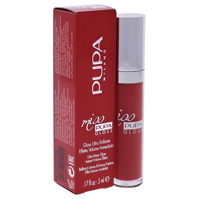 Pupa Milano Miss Pupa Gloss Lip Gloss - Ultra Shiny Gloss - Delivers Immediate Volume Effect - Soft Gel Texture Glides Smoothly on Lips without Stickiness - 204 Timeless Coral - 0.17 Oz