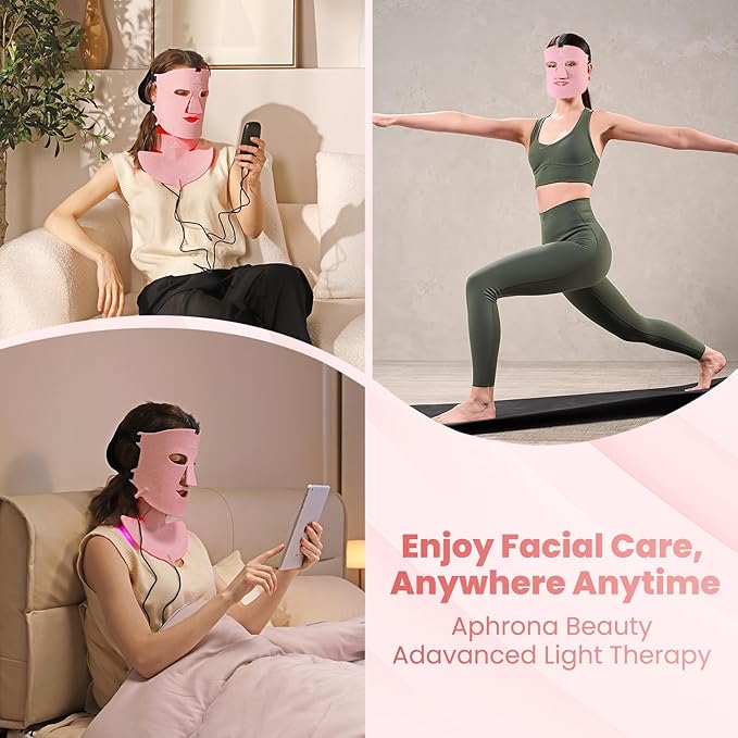Aphrona Acne Removal Wrinkle Reduction Skin Care Mask | LED Light Therapy Red light Blue light | Glowing Skin Photo Facial (7 color)