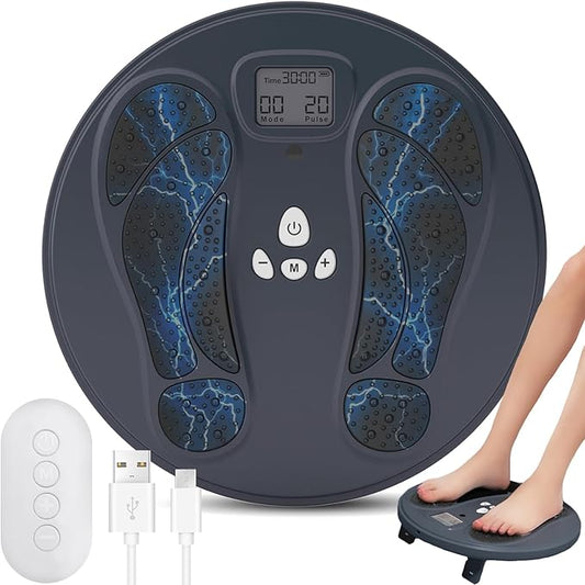 FDA Cleared - Electronic Muscle Stimulator for Neuropathy Foot Leg Massage, EMS Foot Massager for Pain Relief & Muscle Relaxation, EMS/TENS Feet Stimulator for Circulation, for Dad Mum Elder Gifts