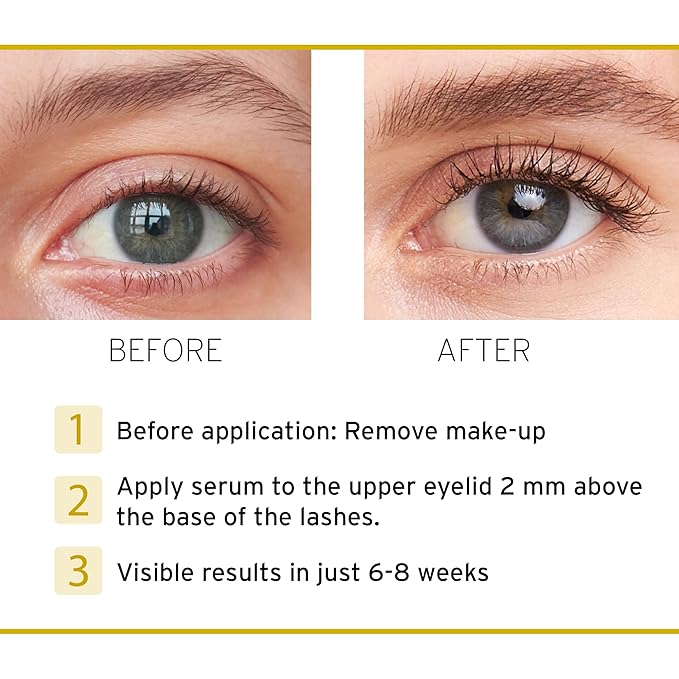 Eyelash Serum - Longer Eyelashes in 6-8 Weeks, Darkens Lashes, Thicker & Stronger, 3ml