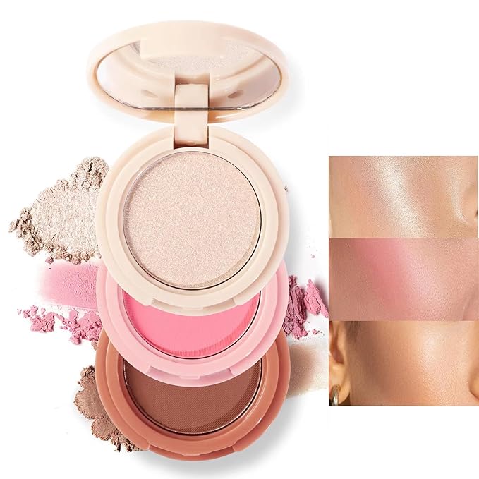 3-in-1 Blendable Trio, Contour and Highlight Blush Makeup