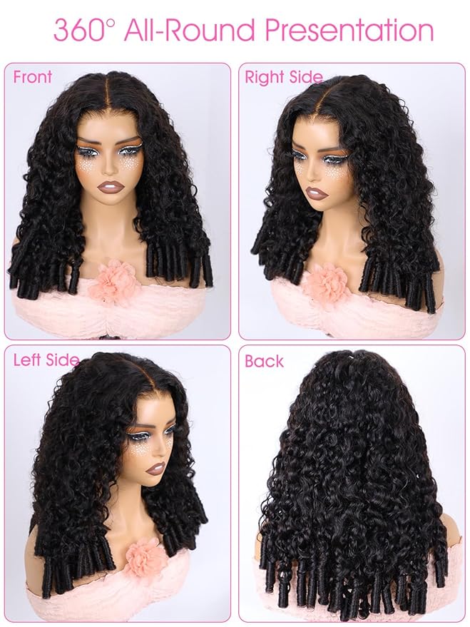 ORIGINAL QUEEN Burmese Curly Wear and Go Glueless Wig Human Hair Curly Texture with Finger Coil Ends Upgrade 9X6 T Part Pre Cut Lace Flip Over Beginner Friendly with Drawstring 180% Density 20 Inch