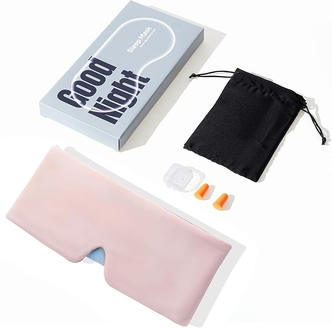 Sleep Mask,Eye Mask for Sleeping,Ultra Soft Comfortable Blackout Eye Cover for Women Men,Soft Pressure-Free Design for Side Sleepers, Home, Travel, Office, Napping (Pink)