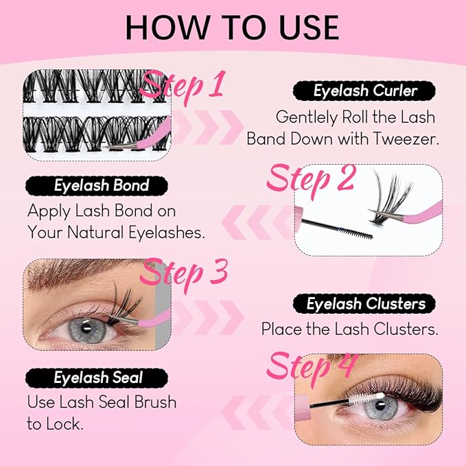 Natural Lash Clusters Kit Wispy Eyelash Clusters 120 pcs Cluster Eyelash Extensions C Curl Individual Lashes 10-16 mm Mix Length Natural Looks (30D KIT 120 Pcs)