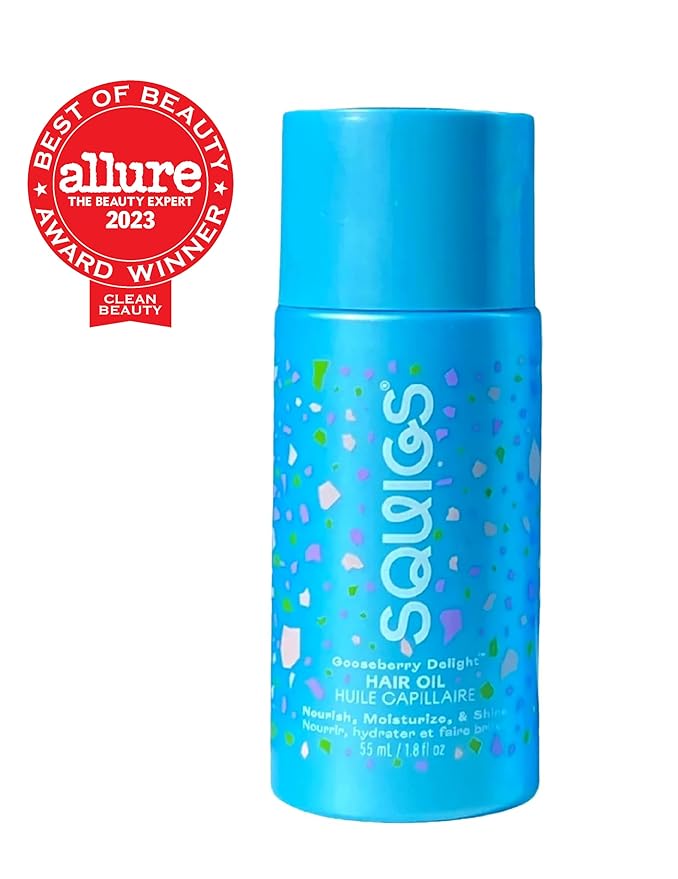 Squigs Hair Growth Oil for Dry & Damaged Hair – with Amla, Castor & Coconut Oil Blend for Frizz Control, Hydration & Scalp Treatment – Pre-Wash & Styling Treatment – (1.86 Fl Oz)