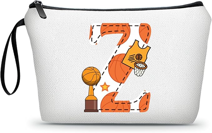 ARIOSEY Basketball Gifts Monogrammed Cosmetic Travel Makeup Bag Basketball Accessories Graduation Birthday Gifts for Girls Coaches Daughters Team Friend Mom Player-Z