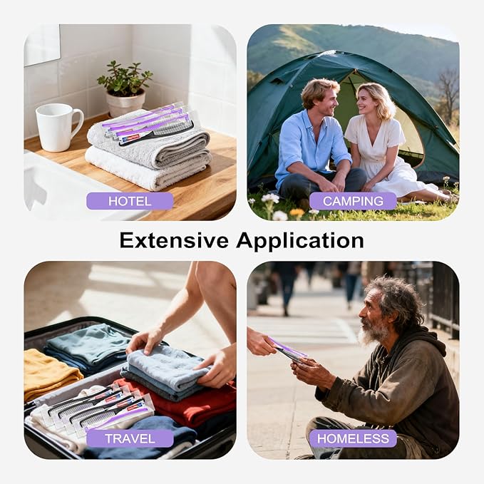 Purple Disposable Toothbrushes with Toothpaste and Comb - Pack of 30,Individually Wrapped Single Use Travel Toothbrushes Kit Bulk for Homeless,Guests,Hotel