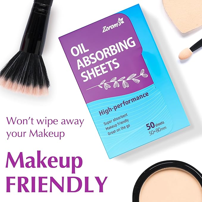 High-Performance Oil Absorbing Sheets for Face - 50 sheets - Makeup Friendly Blotting Papers for Oily Skin - Oil Blotting Sheets for Face