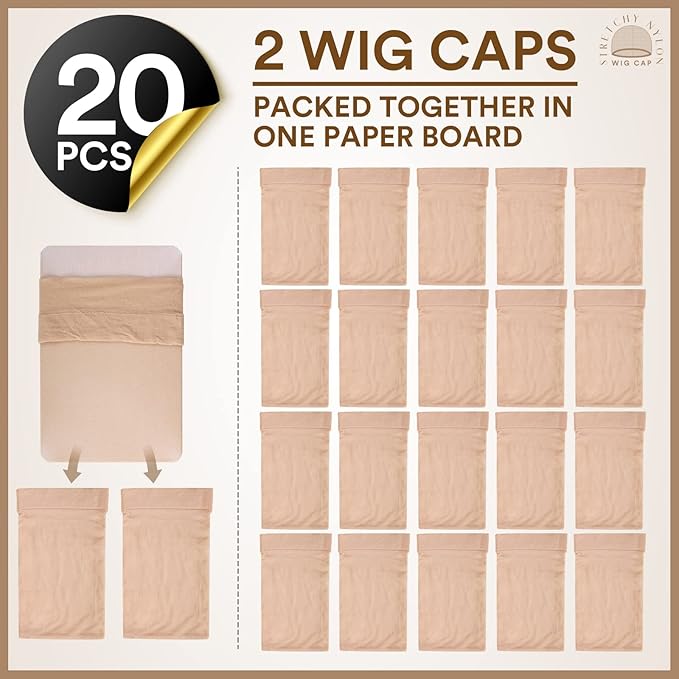Teenitor Wig Cap, Nylon Wig Caps, 20Pcs Stocking Wig Caps for Women Nude