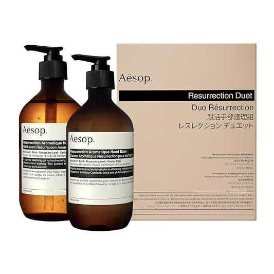Aesop Resurrection Duet | Hand Wash & Hand Balm | Gentle Cleanse, Soften Hard-Working Hands | 16.9 oz / 500mL