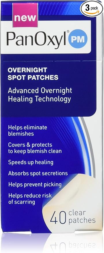 PanOxyl Pm Overnight Spot Patches with Advanced Hydrocolloid Healing Technology, 40 Count (Pack of 3)