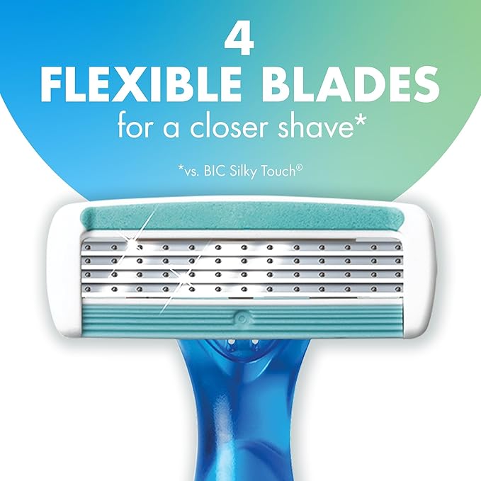 BIC Soleil Comfort 4-Blade Disposable Razors for Women Sensitive Skin Razor for a Smooth and Close Shave, 3 Piece Razor Set (Pack of 2)