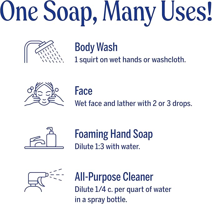 Dr. Bronner's - Pure-Castile Liquid Soap (Lavender, 32 ounce) - Made with Organic Oils, 18-in-1 Uses: Face, Body, Hair, Laundry, Pets and Dishes, Concentrated, Vegan, Non-GMO