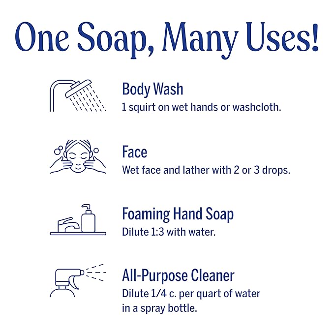 Dr. Bronner's Magic Soap-Pure-Castile Liquid Soap (Baby Unscented, 32 ounce, 2-Pack)-Regenerative Organic Certified Oils, 18-in-1 Uses: Body, Laundry & Dishes, For Sensitive Skin, No Fragrance