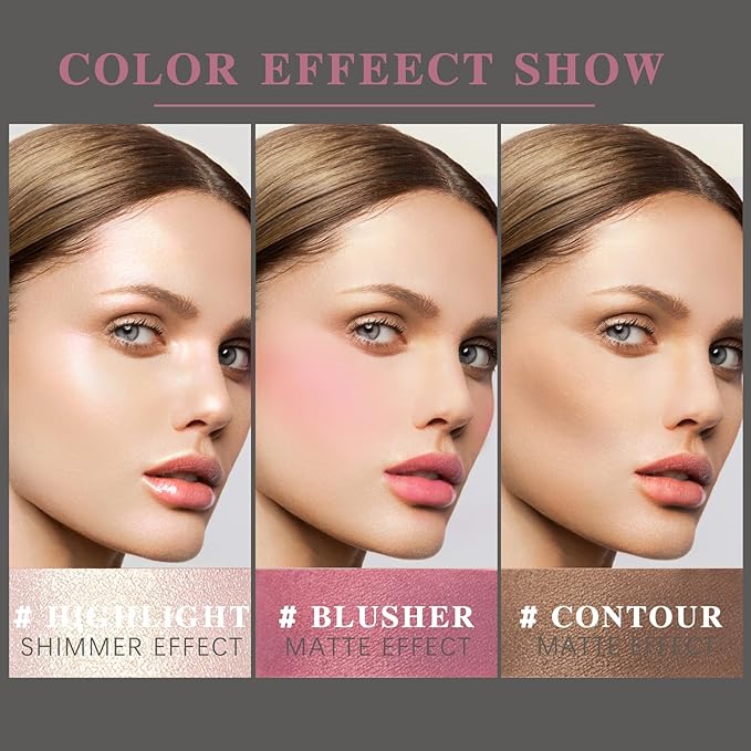 3 Pcs Cream Blush Contour Highlighter Stick for