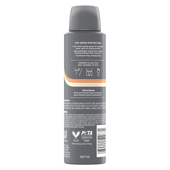 DOVE MEN + CARE Whole Body Deo Aluminum Free Deodorant Spray Cedar + Shea Butter Suitable from Pits, Privates, to Feet with Vitamin E 4 oz