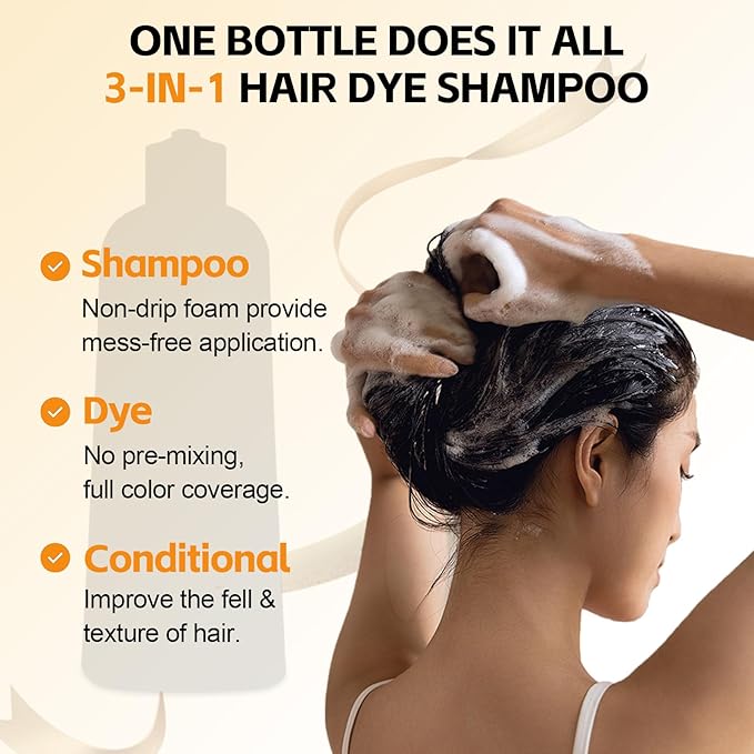 Hair Dye, Hair Dye Shampoo for Women & Men, Color Shampoo Hair Dye 16.9 Fl Oz, Safe and Natural Champu Para Canas (Blonde Brown)